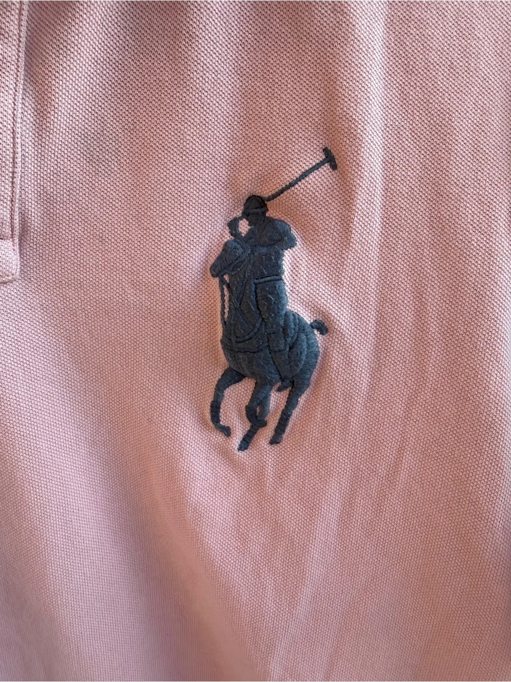 Ralph Lauren Pastel Pink Polo with Blue Collar